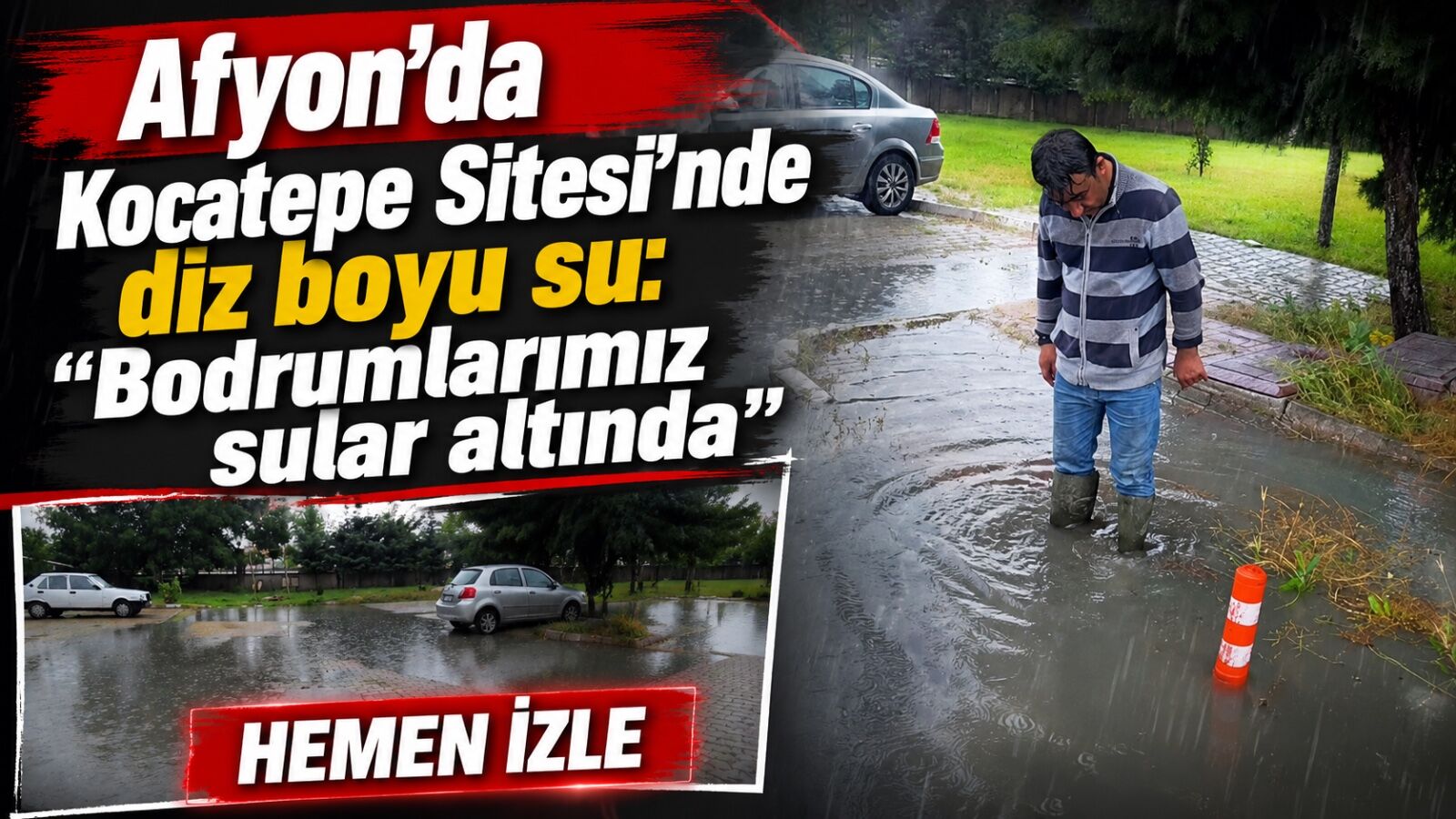 Afyon'da Kocatepe Sitesi’nde diz boyu su: “Bodrumlarımız sular altında”