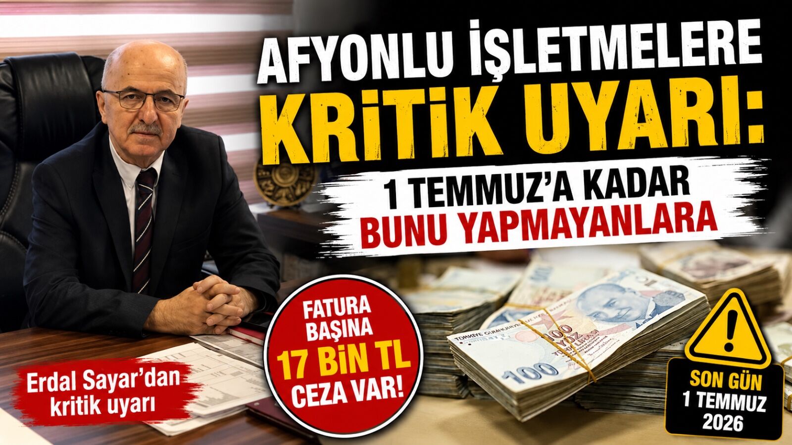 Afyonlu işletmelere kritik uyarı: 1 Temmuz’a kadar bunu yapmayanlara 17 bin TL ceza