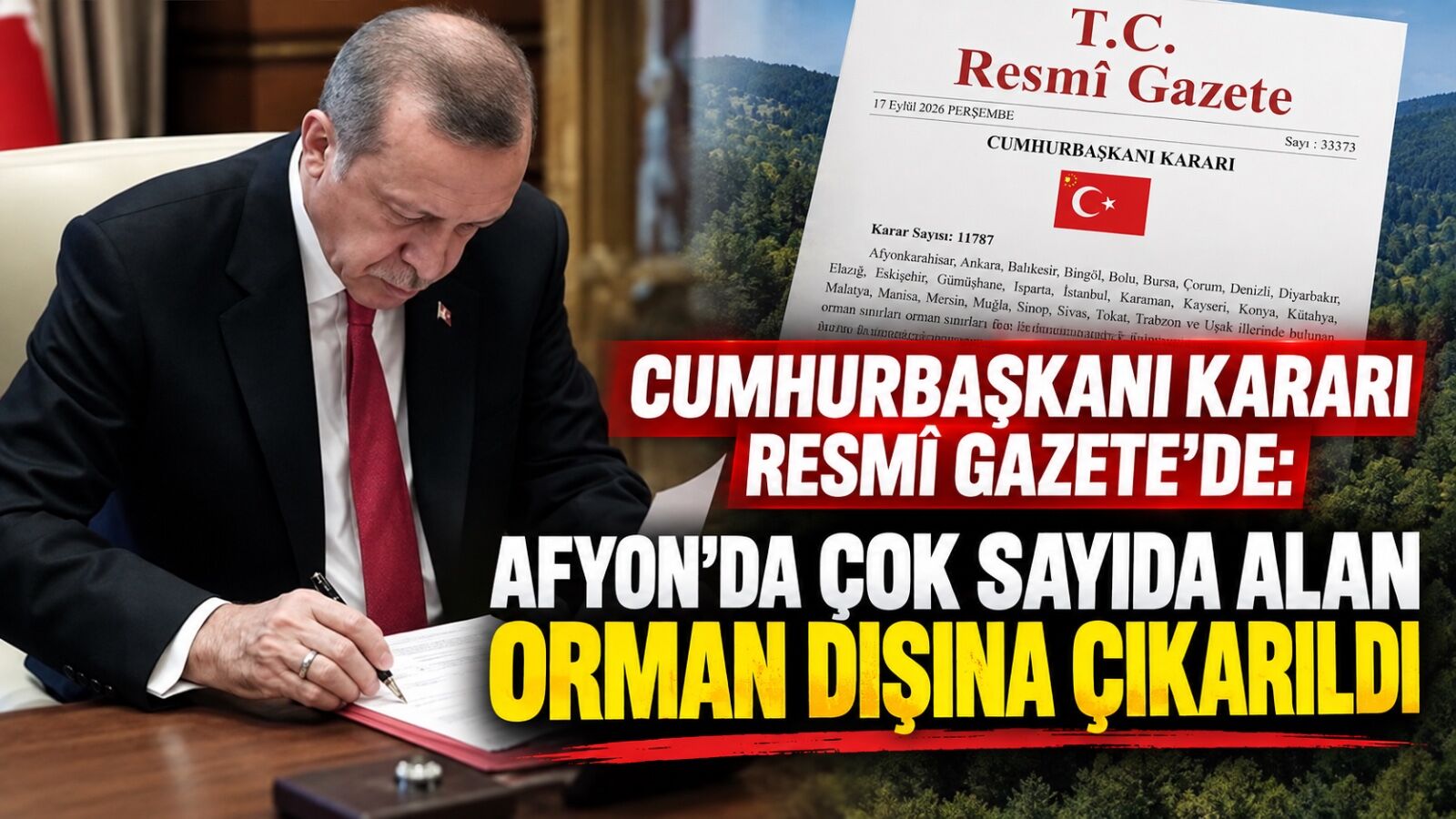 Cumhurbaşkanı kararı Resmî Gazete’de: Afyon’da çok sayıda alan orman dışına çıkarıldı