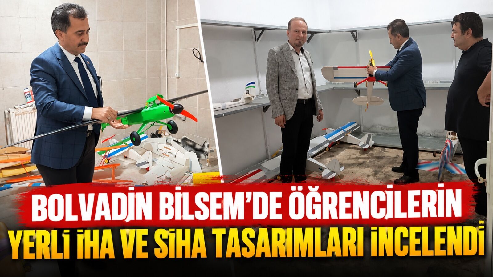 Bolvadin BİLSEM'de öğrencilerin yerli İHA ve SİHA tasarımları incelendi