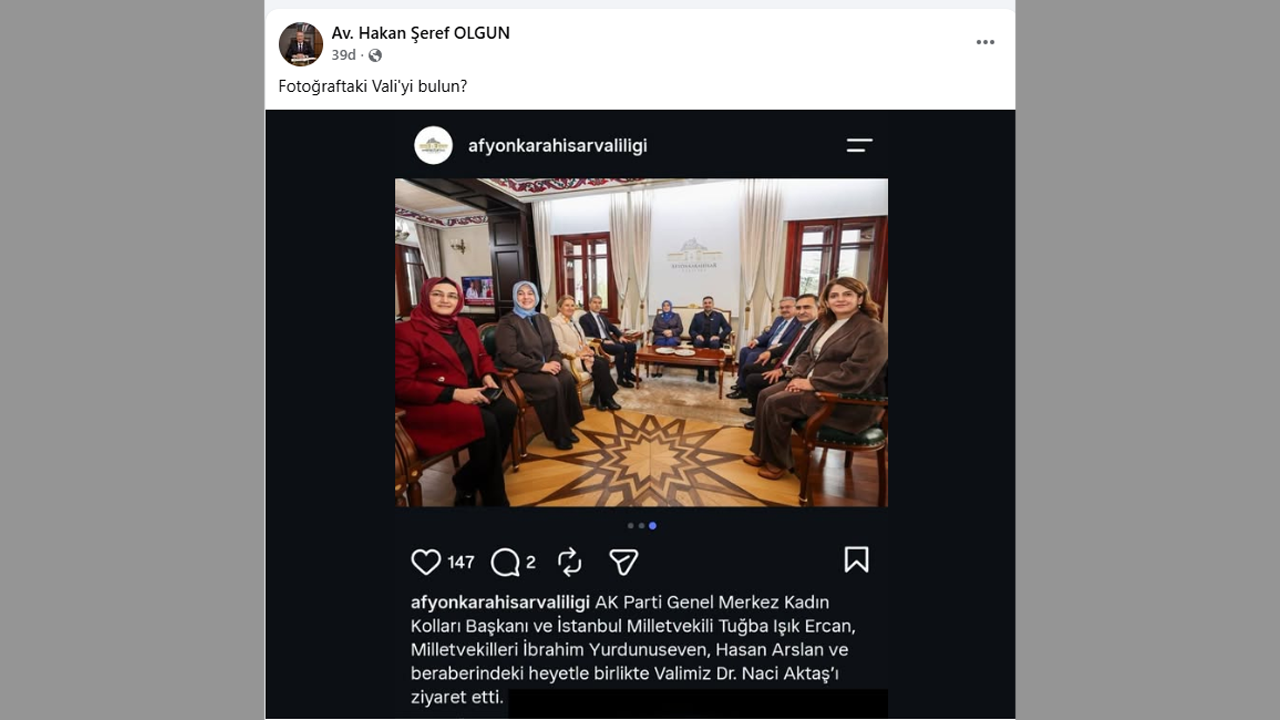 İYİ Partili Olgun'dan dikkat çeken paylaşım: “Fotoğraftaki Vali'yi bulun?”
