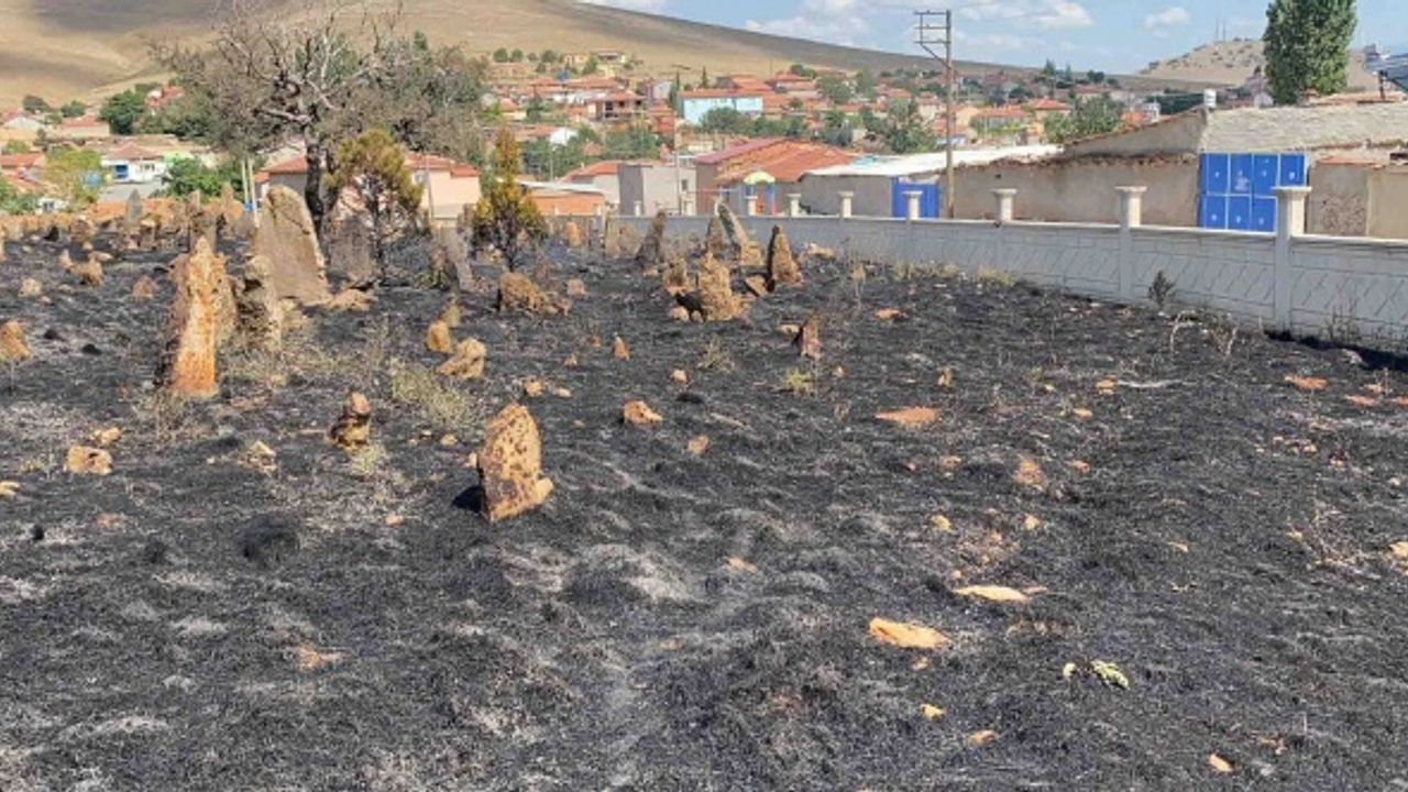 Afyon'da mezarlık alev alev yandı!