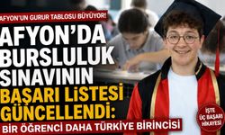 Afyon’da bursluluk sınavının başarı listesi güncellendi: Bir öğrenci daha Türkiye birincisi