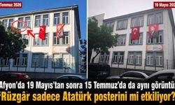 Afyon’da 19 Mayıs'tan sonra 15 Temmuz’da da aynı görüntü: "Rüzgâr sadece Atatürk posterini mi etkiliyor?"