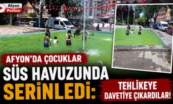 Afyon'da çocuklar süs havuzunda serinledi: Tehlikeye davetiye çıkardılar!