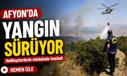 Afyon Kalecik eteklerinde yangın sürüyor: Helikopterlerle müdahale başladı
