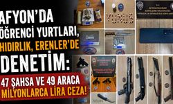 Afyon'da öğrenci yurtları, Hıdırlık, Erenler’de denetim: 47 şahsa ve 49 araca milyonlarca lira ceza!