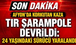Afyon’da tır şarampole devrildi: 24 yaşındaki sürücü yaralandı