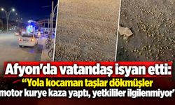 Afyon'da vatandaş isyan etti: “Yola kocaman taşlar dökmüşler motor kurye kaza yaptı, yetkililer ilgilenmiyor"