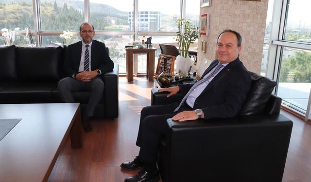 AFSÜ Rektörü Okumuş'tan ATSO Başkanı Serteser'e hayırlı olsun ziyareti