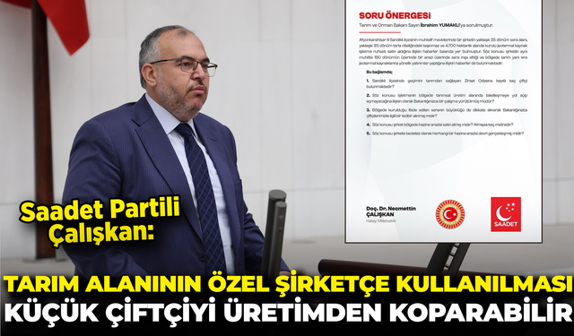 Saadet Partili Çalışkan: “Tarım alanının özel şirketlerce kullanılması küçük çiftçiyi üretimden koparabilir”