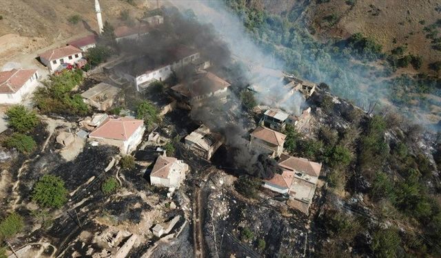 Malatya'da çayırlık bölgede başlayan yangın konutlara yayıldı