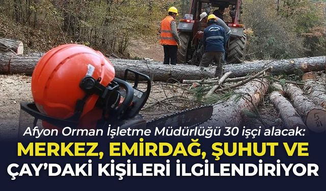 Afyon Orman İşletme Müdürlüğü 30 işçi alacak: Merkez, Emirdağ, Şuhut ve Çay’daki kişileri ilgilendiriyor