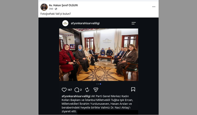 İYİ Partili Olgun'dan dikkat çeken paylaşım: “Fotoğraftaki Vali'yi bulun?”