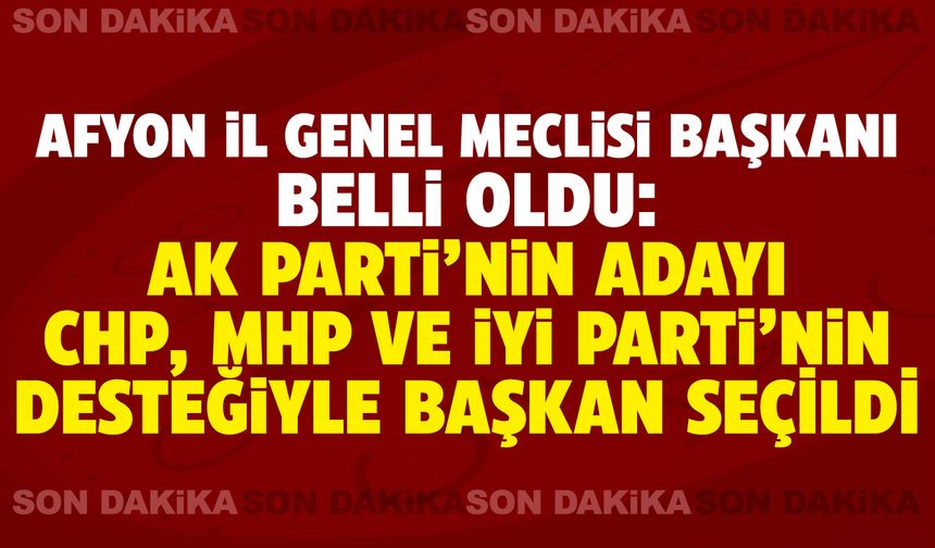 Afyon İl Genel Meclisi Başkanı belli oldu: AK Parti’nin adayı CHP, MHP ve İYİ Parti’nin desteği ile başkan seçildi
