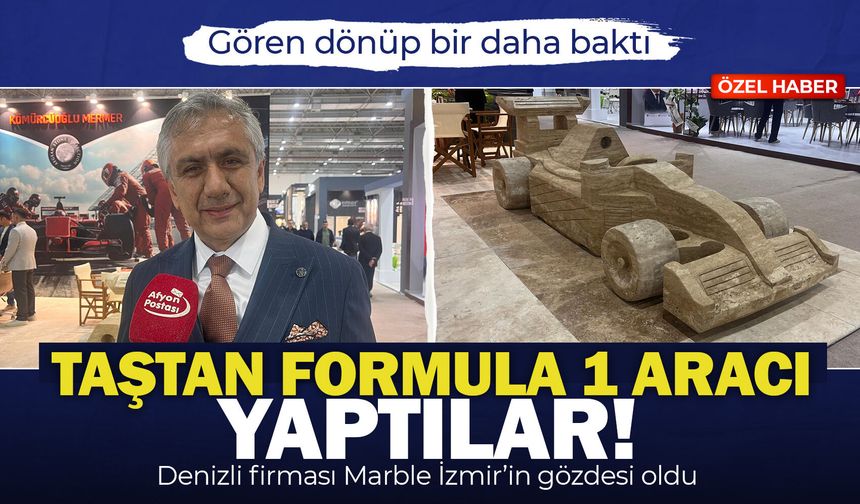 Gören dönüp bir daha baktı: Taştan Formula 1 aracı yaptılar... Denizli firması fuarın gözdesi oldu