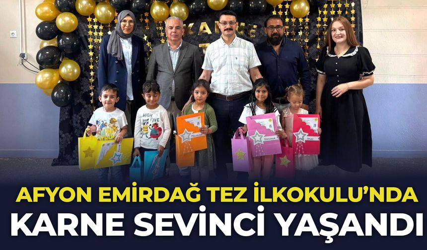 Afyon Emirdağ Tez İlkokulu'nda karne sevinci yaşandı