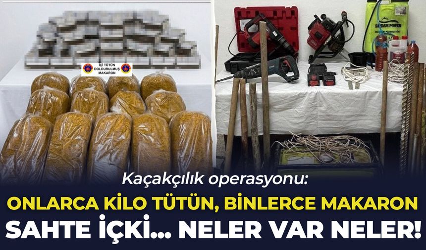 Kaçakçılık operasyonu: Onlarca kilo tütün, binlerce makaron, sahte içki… Neler var neler!