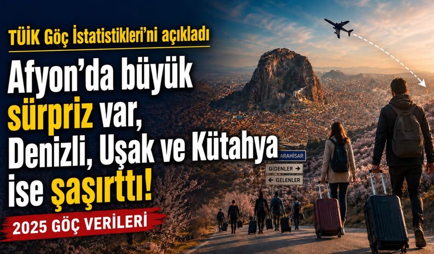TUİK Göç İstatistikleri’ni açıkladı: Afyon’da büyük sürpriz var, Denizli, Uşak ve Kütahya şaşırttı!