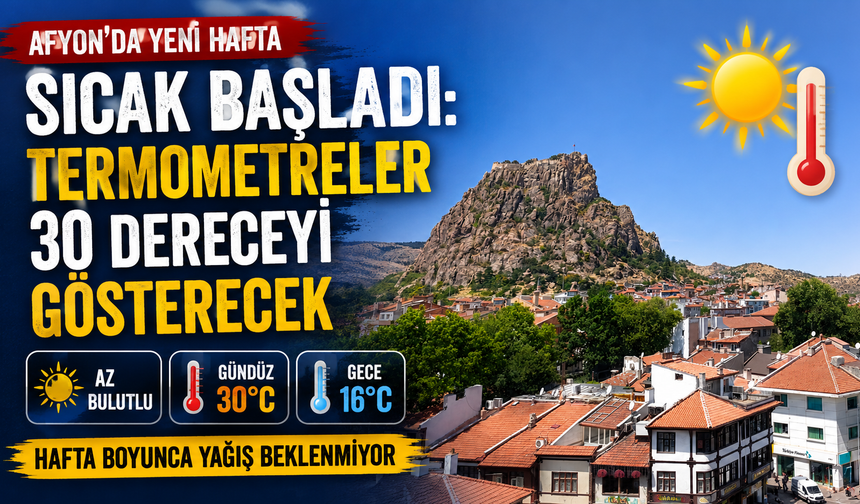 Afyon'da yeni hafta sıcak başladı: Termometreler 30 dereceyi gösterecek