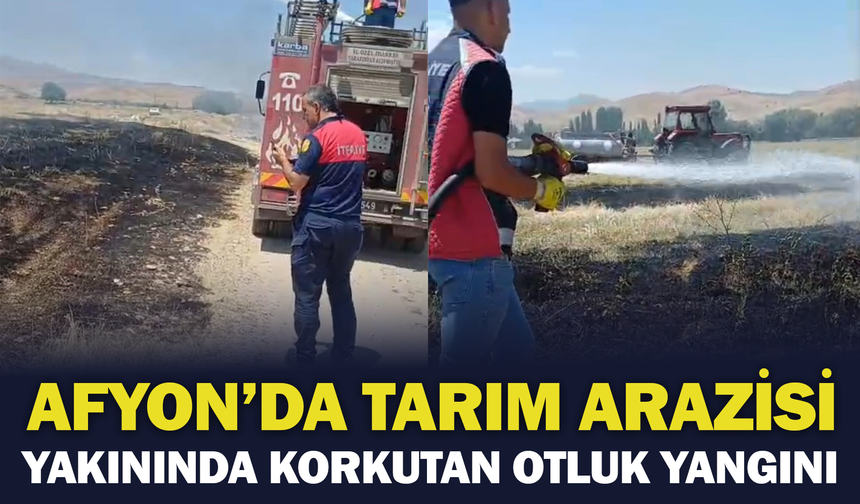 Afyon'da Korkutan Otluk Yangını: Tarım Arazilerine Sıçramadan Söndürüldü!