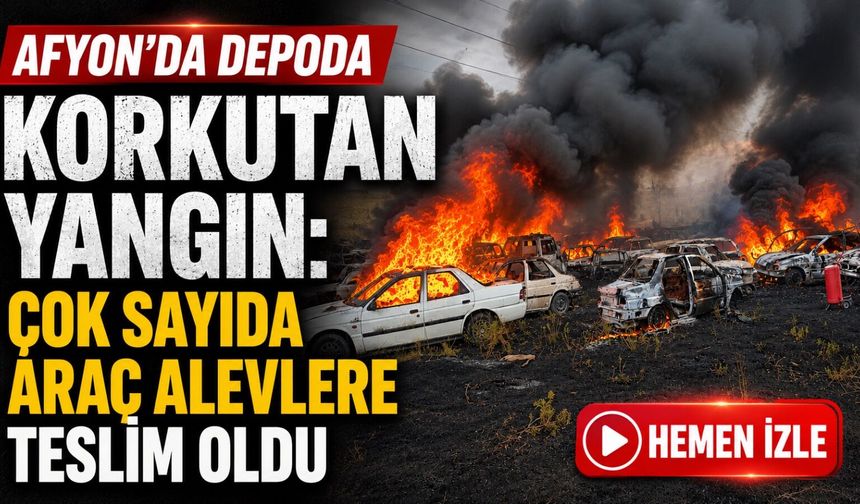 Afyon’da depoda korkutan yangın: Çok sayıda araç alevlere teslim oldu