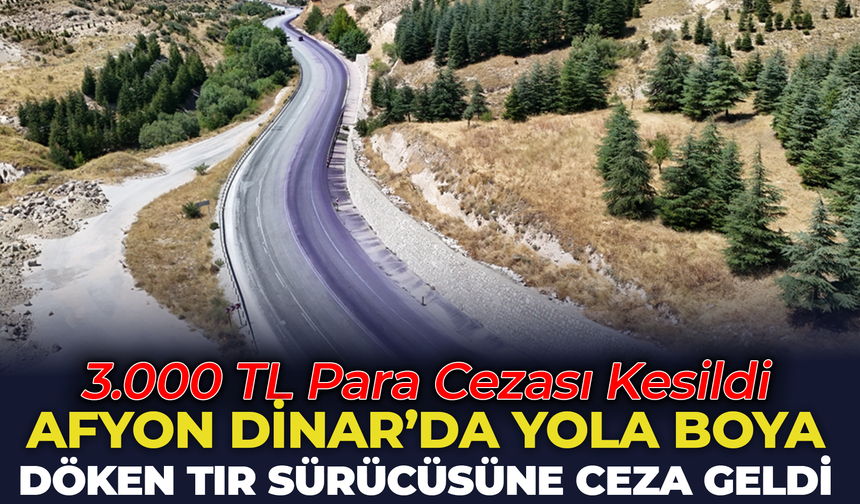 Afyon Dinar'da Yola Boya Döken Tır Sürücüsüne Ceza Geldi: 3 Bin TL Para Cezası