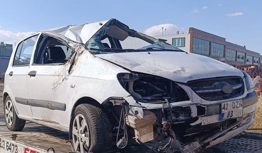 Konya Haber: Kontrolden çıkan otomobil devrildi