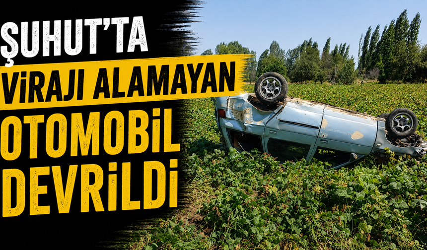 Şuhut'ta otomobil devrildi: 1 yaralı