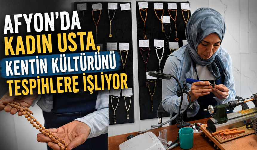 Afyon’da kadın usta, kentin kültürünü tespihlere işliyor
