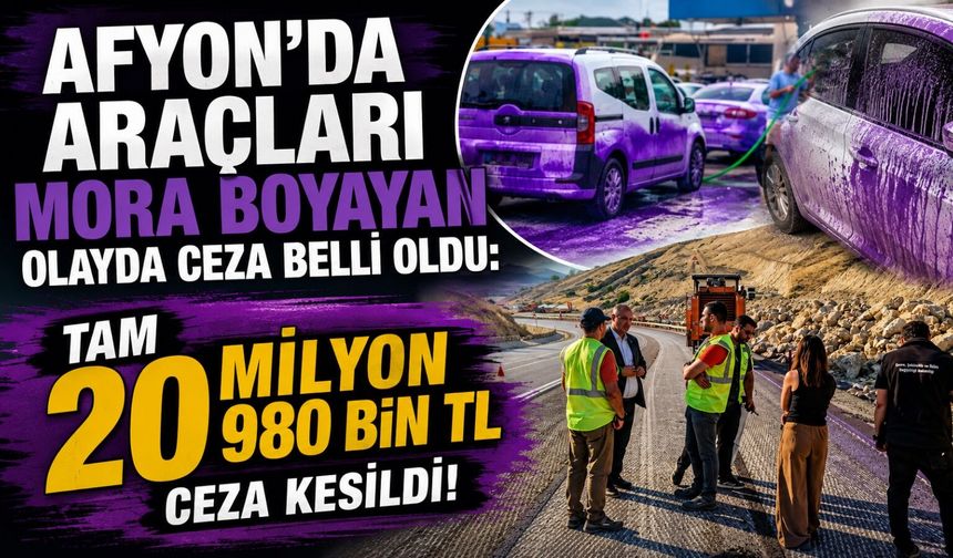 Afyon’da araçları mora boyayan olayda ceza belli oldu: 20 milyon 980 bin TL ceza!