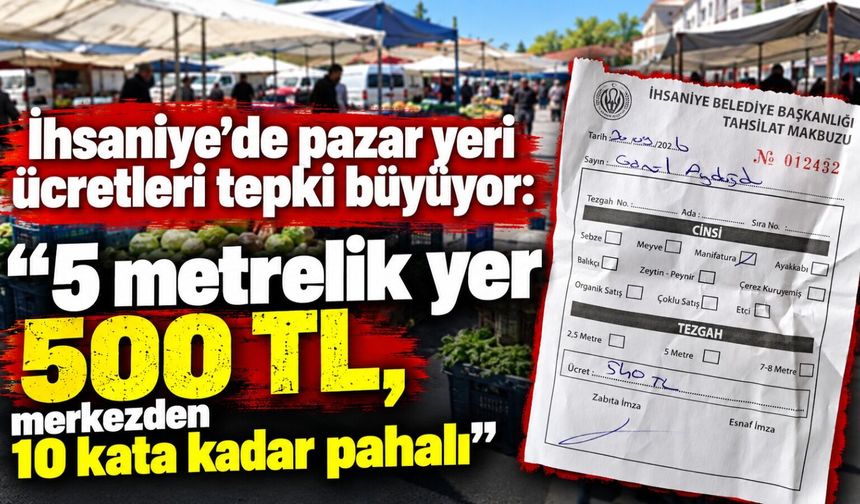 İhsaniye’de pazar yeri ücretleri tepki büyüyor: “5 metrelik yer 500 TL, merkezden 10 kata kadar pahalı”