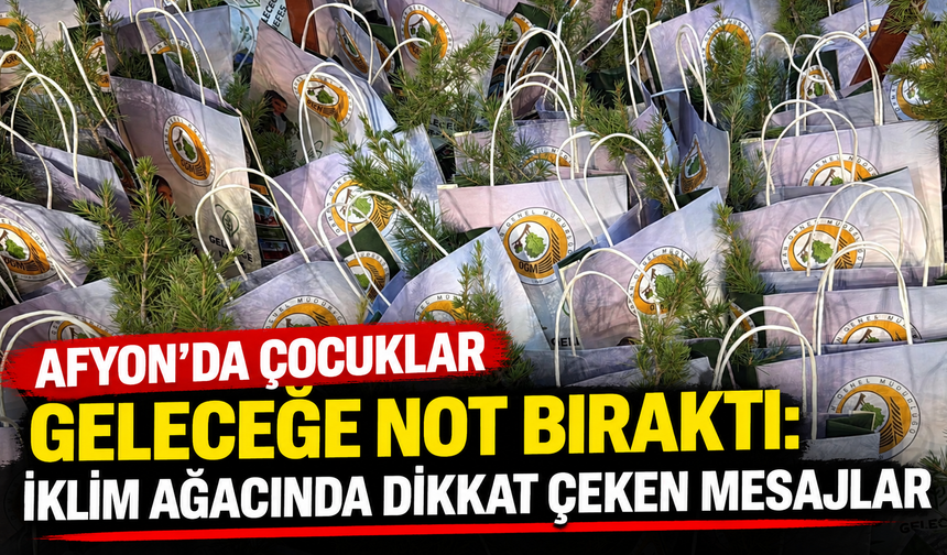 Afyon’da çocuklar geleceğe not bıraktı: İklim ağacında dikkat çeken mesajlar