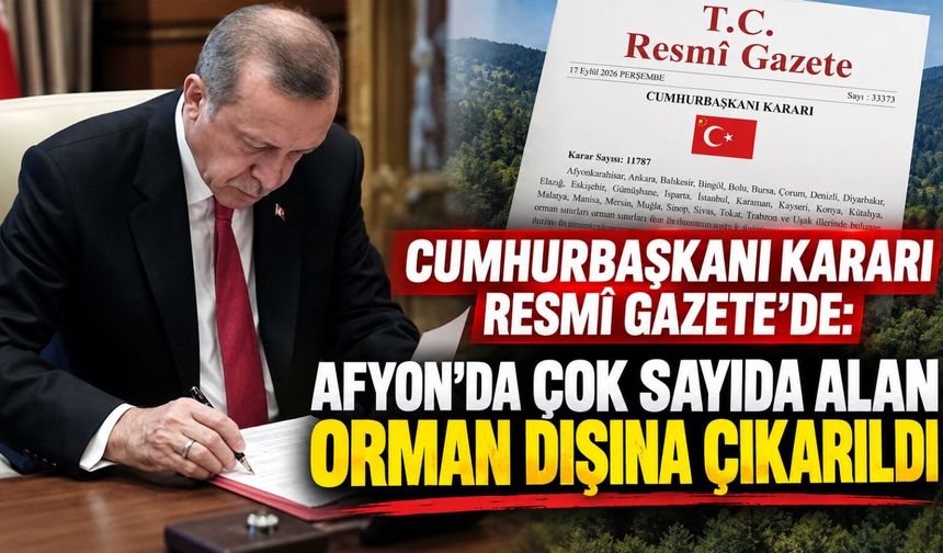 Cumhurbaşkanı kararı Resmî Gazete’de: Afyon’da çok sayıda alan orman dışına çıkarıldı