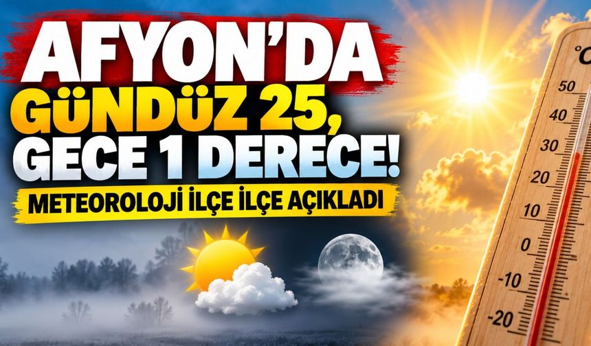 Afyon'da gündüz 25, gece 1 derece! Meteoroloji ilçe ilçe açıkladı