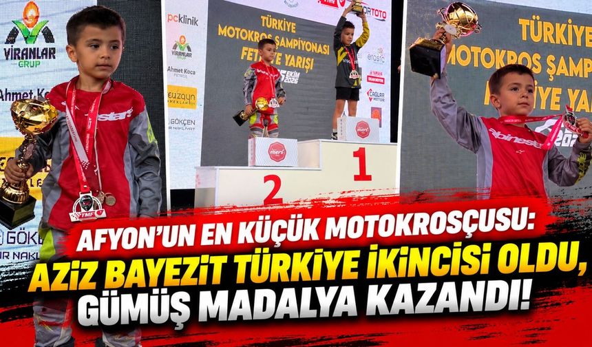 Afyon'un en küçük motokrosçusu: Aziz Bayezit Türkiye ikincisi oldu, gümüş madalya kazandı!